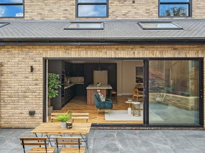 Brick rear extension with sliding doors